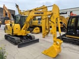 2020 Komatsu PC56 mini excavator, front three-quarter view