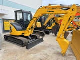 2020 Komatsu PC35MR mini excavator, front three-quarter view