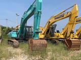 2017 Kobelco SK350 crawler excavator, front three-quarter view