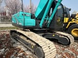 2022 Kobelco SK200 crawler excavator, rear three-quarter view
