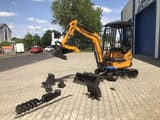 Berger Kraus BK1700JS mini excavator, side view with attachments