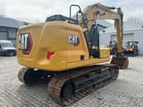 2022 Caterpillar 313-07A crawler excavator, rear three-quarter view
