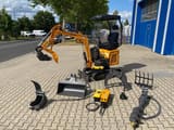 Berger Kraus BK1300JSR mini excavator with attachments, side view