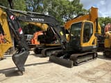 2023 Volvo EC55B mini excavator, front three-quarter view