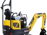 2026 Shantui SE12 mini excavator, rear three-quarter view