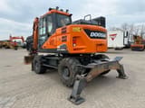 2021 Doosan DX165W-5 wheel excavator, rear three-quarter view