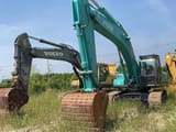 2017 Kobelco SK350 crawler excavator, front three-quarter view