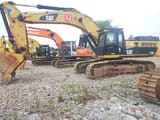 2022 Caterpillar 349DL crawler excavator, side profile view