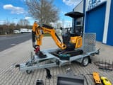 Berger Kraus BK1350JSR mini excavator on trailer, side view