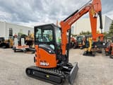 2025 Hitachi Zaxis 26U mini excavator, front three-quarter view