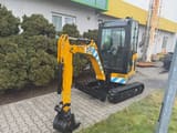 2023 JCB 19C-1 mini excavator, front three-quarter view