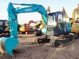 2024 Kobelco SK75-8 mini excavator, front three-quarter view