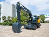 2026 Hyundai HW210 wheel excavator, front three-quarter view