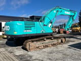 2017 Kobelco SK350 NLC-10 crawler excavator, rear three-quarter view