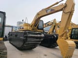 2021 Caterpillar 320C amphibious excavator, rear three-quarter view