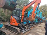 Hitachi Zaxis 35U mini excavator, front three-quarter view