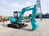 2019 Kobelco SK55SR mini excavator, three-quarter view