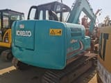 Kobelco SK75 mini excavator, rear three-quarter view