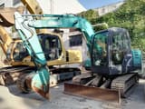 2022 Kobelco SK75-8 excavator, front three-quarter view