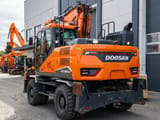 2022 Doosan DX160W-7 wheel excavator, rear three-quarter view