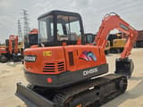 2021 Doosan DH55 mini excavator, rear three-quarter view