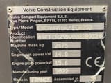 2022 Volvo ECR25D mini excavator identification plate