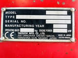2020 Takeuchi TB216 mini excavator identification plate