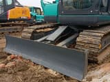 2023 Kobelco SK75-8 mini excavator front view with blade