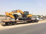 2026 Sany SY210 LC crawler excavator on a flatbed trailer