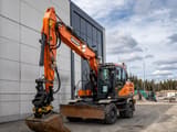 2022 Doosan DX160W-7 wheel excavator, front three-quarter view