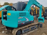 2020 Kobelco SK75 Super mini excavator, rear three-quarter view