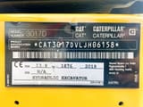 2018 Caterpillar 301.7D mini excavator identification plate