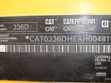 Caterpillar 336D2L Crawler Excavator identification plate