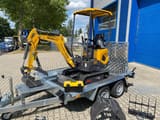 Berger Kraus BK1000JSR mini excavator on a trailer, side view