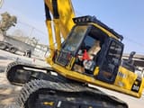 2025 Komatsu PC350-7 crawler excavator, side view of cab and tracks