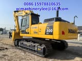 2024 Komatsu PC300LC crawler excavator, rear three-quarter view