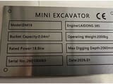 2026 DMPRO DM18Y mini excavator identification plate