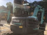 2025 Kobelco SK55SR mini excavator, rear three-quarter view