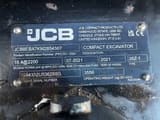 2021 JCB 35Z-1 mini excavator manufacturer identification plate