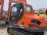 2021 Doosan DX80 crawler excavator, rear three-quarter view