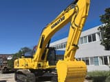 2023 Komatsu PC350 crawler excavator, front three-quarter view