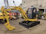 2020 Komatsu PC35 mini excavator, front three-quarter view