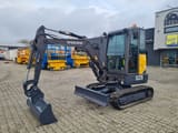2018 Volvo EC27D mini excavator, front three-quarter view