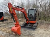 2024 Kubota U35 mini excavator, front three-quarter view