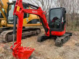 2022 Kubota U35 mini excavator, front three-quarter view