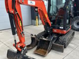 2024 Kubota U27-4 mini excavator, front three-quarter view
