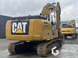 2019 Caterpillar 330FLN crawler excavator, rear three-quarter view