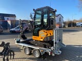 Berger Kraus BK2000NKSR mini excavator on trailer, rear three-quarter view