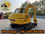 2019 Komatsu PC70 mini excavator, rear three-quarter view