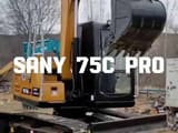 2020 Sany 75C Pro crawler excavator, front three-quarter view